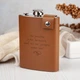 Фляга в чехле из кожи с гравировкой, сталь, 240 мл Brown, WOODPRESENT - изображение 1