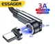 Магнітний кабель Essager Type-C 3А поворотний 360° FAST CHARGING 9V-2A/5V-3A передача даних 2000мм black (678559053114) - зображення 1