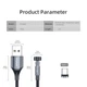 Магнітний кабель Essager Type-C 3А поворотний 360° FAST CHARGING 9V-2A/5V-3A передача даних 2000мм black (678559053114) - зображення 9