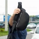 Поясная сумка бананка через плечо STRAKE из черной фактурной эко кожи на 4 отделения - изображение 12