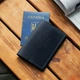 Синяя обложка на паспорт с гербом для документов KONSUL из натуральной телячьей кожи - изображение 3
