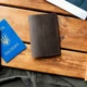 Коричневая обложка на паспорт с гербом для документов KONSUL из натуральной телячьей кожи - изображение 3