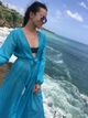 Пляжный халат с рукавами 42 голубой - изображение 1