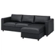 3-місний диван IKEA VIMLE ВІМЛЕ, з кушеткою, ГРАНН, Бомстад чорний, 893.066.86 - изображение 2