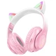 Беспроводные полноразмерные наушники Hoco W42 Cat Ear с подсветкой, BT5.3, AUX, TF, 400mAh, 10h, розовые - изображение 1