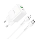 Адаптер сетевой Hoco Type-C to Lightning Cable founder charger set N28 |1USB/1Type-C, 20W/3A, PD/QC| белый - изображение 1
