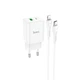 Адаптер сетевой Hoco Type-C to Lightning Cable founder charger set N28 |1USB/1Type-C, 20W/3A, PD/QC| белый - изображение 2