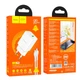 Адаптер сетевой Hoco Type-C to Lightning Cable founder charger set N28 |1USB/1Type-C, 20W/3A, PD/QC| белый - изображение 4