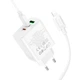 Адаптер мережевий HOCO Type-C to Lightning cable Pure power three-port C126A |1USB/2Type-C, 40W/3A, PD білий - зображення 4