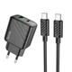 Адаптер мережевий HOCO Type-C to Type-C cable Sunlight dual-port charger CS23A |1USB/1Type-C, 30W/3A, PD/QC| - изображение 1