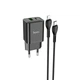 Адаптер сетевой Hoco Type-C to Lightning Cable founder charger set N28 |1USB/1Type-C, 20W/3A, PD/QC| черный - изображение 2