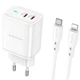 Адаптер мережевий BOROFONE Type-C to Lightning Cable Reacher dual Port charger set BN9 |2Type-C, 35W/3A, PD/QC| білий - зображення 1