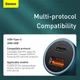 Адаптер автомобильный BASEUS Golden Contactor Pro Dual Quick Charger Car Charger |1USB/1Type-C, 5A/40W, QC/PD| (CCJD-0G) серый - изображение 7