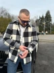 Мужская рубашка MonsterBrand теплая S (46) черно белая - изображение 5