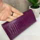 Женский кожаный кошелек крокодил Gesilang натуральная кожа с крокодилом фиолетовый (119Ф) - изображение 8