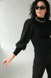 Нарядный джемпер с объемными рукавами, черного цвета, One Size - изображение 5