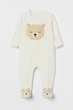 Чоловічок велюровий для хлопчика H&M 1085412-001 092 см (18-24 months) молочний - зображення 1
