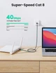 Високошвидкісний інтернет-кабель UGREEN Cat 8 Lan круглий мережевий шнур патч-корд з обплетенням RJ45 1 м (NW153) - зображення 3