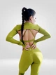 Костюм для фітнесу 3 в 1 жіночий LILAFIT комплект лосіни пуш ап майка та топ хакі M (LFS000098) - зображення 2