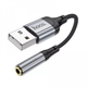 Переходник Hoco LS36 Адаптер удлинительный кабель USB A на 3.5 12см Серебристый - изображение 1