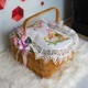 Вышитая салфетка на пасхальную корзину с ажурным кружевом 40х60 см №27 - изображение 1