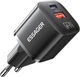 Зарядний пристрій Essager Camber 20W GaN Travel Phone Charger USB A + Type C EU Black (ECTAC-HMB01-P) - зображення 1