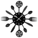Настінний годинник на кухню "Spoons-forks" - металевий годинник ложки-виделки для кафе та кухні, чорний, 37х37 см (102026) - изображение 1