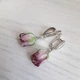 Серьги Hand Made с розами из муранского стекла в бело-бордово-фиолетовых оттенках - изображение 3