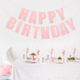 Прапорці Паперові Happy Birthday З Глітером | Рожевий - зображення 2