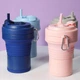 Складна Чашка 550 Мл, Eco Cup З Карабіном І Трубочкою, Сіра - зображення 3