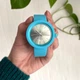 Женские силиконовые часы-конструктор actimer, голубой ремешок, циферблат Metallic blue - изображение 1
