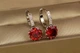 Серьги Xuping Jewelry с большим красным камнем 2 см серебристые - изображение 1