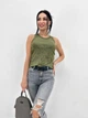 Трикотажная женская майка тай-дай Fashion 42/44 хаки - изображение 2