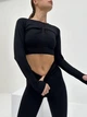 Спортивний жіночий костюм Seamless collection для фітнесу та йоги (рашгард + легінси) Безшовний Push Up L Чорний (1715/1L) - зображення 5