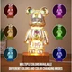 Світлодіодний RGB нічник світильник 3D ведмідь з феєрверком Bearbrick 20см, сріблястий - зображення 3