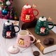 Кружка с крышкой новогодняя Merry Christmas 13667 400 мл синяя - изображение 4
