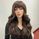 Жіноча перука BlONDE UNICORN LC5027-1 довге хвилясте синтетичне волосся з чубчиком, темний коричневий (79548423) - зображення 1
