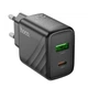 Мережевий Зарядний Пристрій Hoco CS23A 1USB/1USB-C PD/QC 30W Чорний - зображення 2