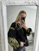 Жіноча вишита сорочка з вишивкою "Колоски" S чорний з золотом (5680) - изображение 2
