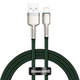 Зарядний кабель Baseus USB - Lightning Cafule Metal Lightning 2.4A 1m Green (CALJK-A06) - зображення 1
