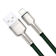 Зарядний кабель Baseus USB - Lightning Cafule Metal Lightning 2.4A 1m Green (CALJK-A06) - зображення 2