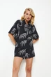 Жіноча піжама сорочка та шорти Aruelle Tamisha pajama short XS Чорний - зображення 3