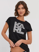 T-shirt damski z nadrukiem Karl Lagerfeld KL21WTS01 S Czarny (8052283338877) - obraz 1