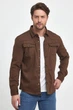 Рубашка джинсовая однотонная Trend Collection 288 коричневый M - изображение 1