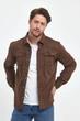 Рубашка джинсовая однотонная Trend Collection 288 коричневый M - изображение 7