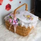 Вышитая салфетка на пасхальную корзину с ажурным кружевом 40х60 см №39 - изображение 2