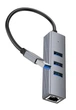 Мультиадаптер USB-хаб Hoco HB34 4in1 USB to USB3.0*3 / RJ45 Gigabit Ethernet 1000Mbps (metal gray) - изображение 1