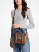 Женская сумка MICHAEL KORS MANHATTAN MEDIUM LEATHER AND LOGO SATCHEL (коричневая) - изображение 4