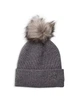 Шапка женская Karl Lagerfeld Paris Ribbed Faux Fur Pom-Pom Beanie серая - изображение 1