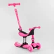 Дитячий триколісний самокат біговел 3 в 1 Best Scooter BS-23180 Рожевий що світиться для дівчинки з гальмом сидінням - зображення 1